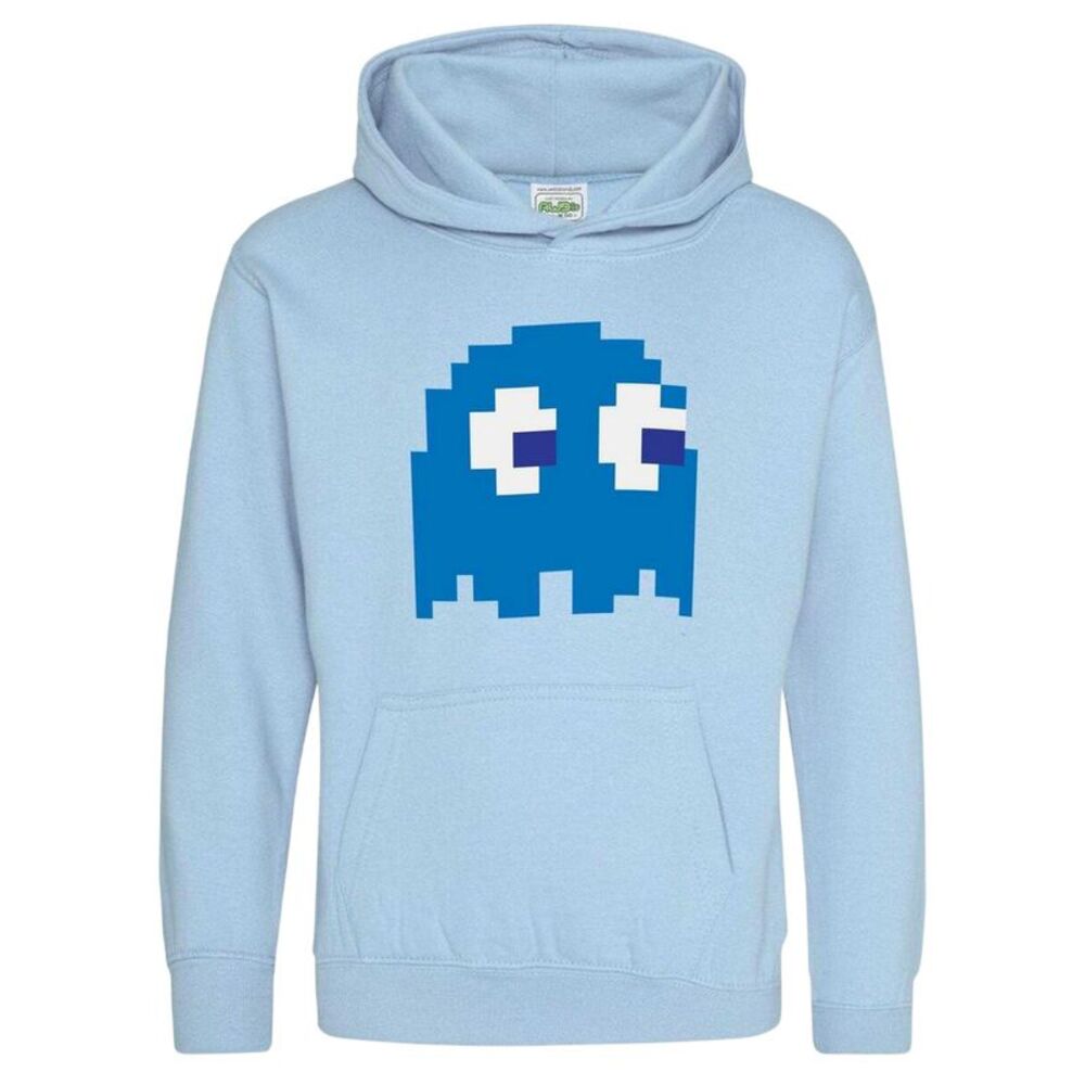 Pac-Man Childrens/Kids Retro Gaming Ghost Hoodie / Light Blue